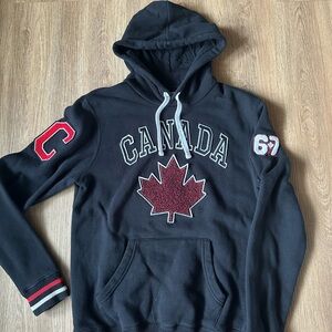 Black Canada Hoodie with Red Maple Leaf